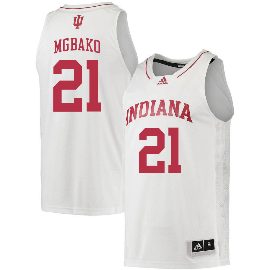 Men #21 Mackenzie Mgbako Indiana Hoosiers College Basketball Jerseys Stitched Sale-White - Click Image to Close